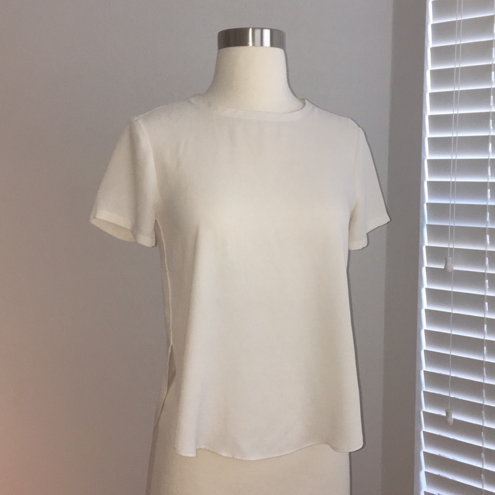 Loft split hem cream blouse size xxsp